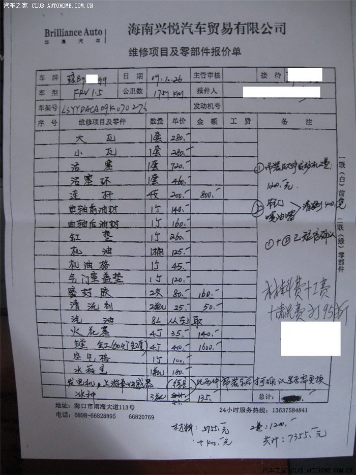 【图】请教:1.5FRV发动机进水大修要多少钱?