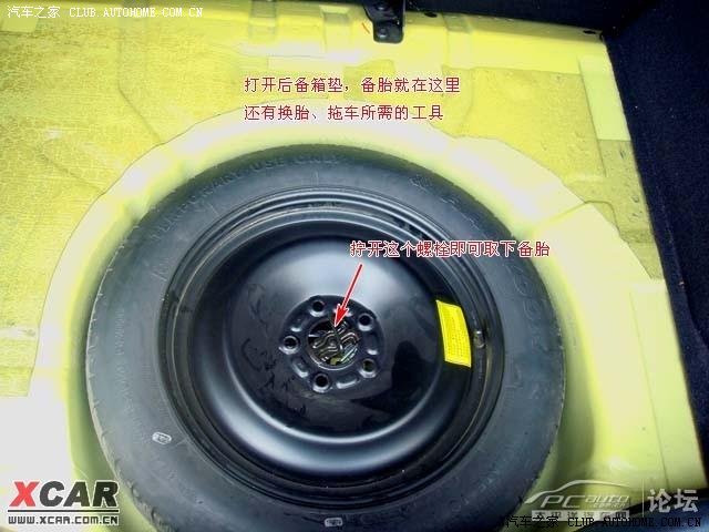 然后熄火拉起手刹挂p档 首先要知道备胎放在哪儿打开福克斯后备箱取出