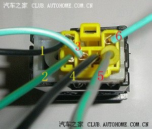 1号开关指示灯负极(搭铁);2号开关指示灯正极(12v);3号接雨刮电机;4