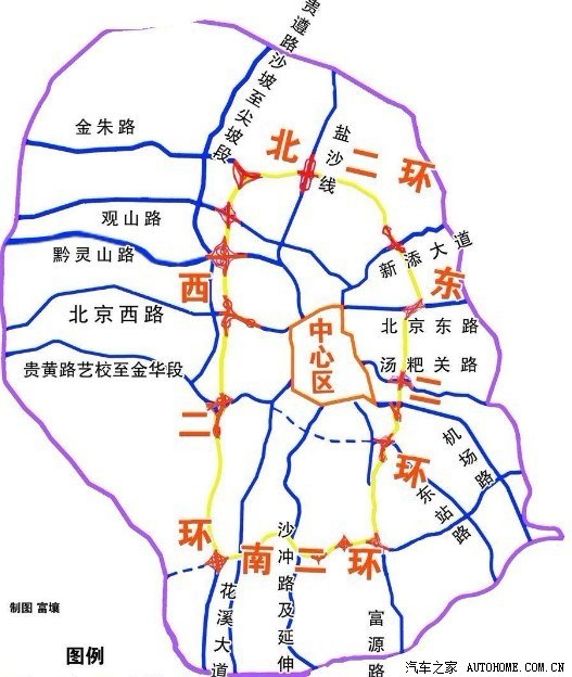 寻贵阳二环线导航地图