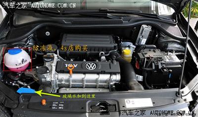 关于水箱的2个问题,如何加玻璃水,水箱到min了_polo