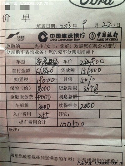 4s给我写的贷款分期单子大家讨论下