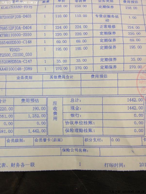 【图】小D两万公里4S店常规保养费用一览表!