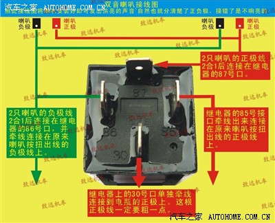 有谁能告诉我喇叭继电器的接法吗?