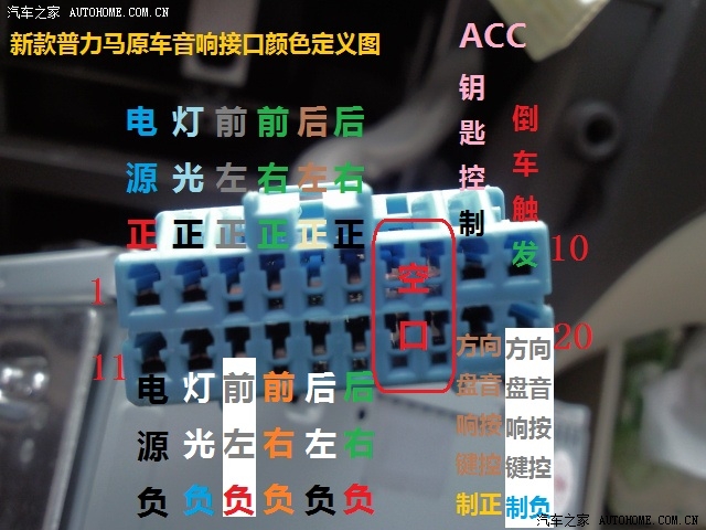 新普力马原车音响接口颜色定义图