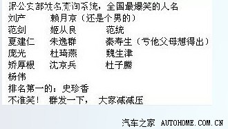 全国最搞笑的人名