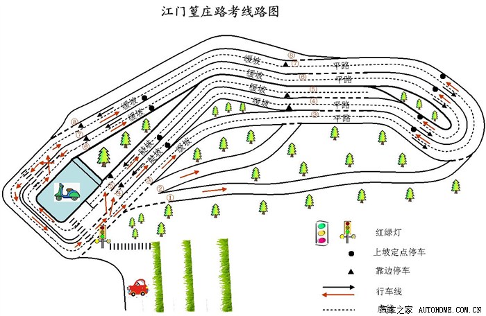 江门篁庄路考线路图