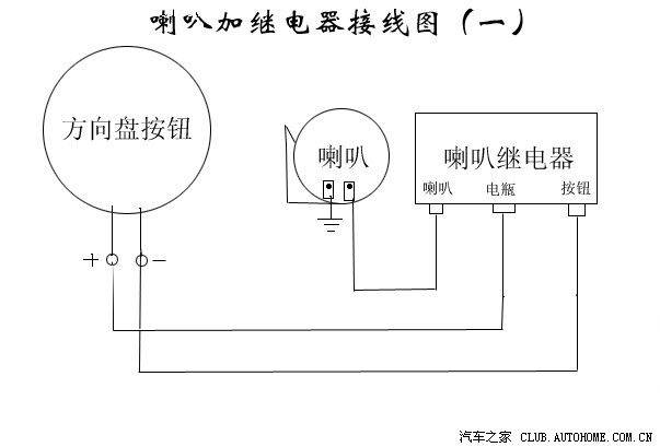 喇叭加继电器接线图