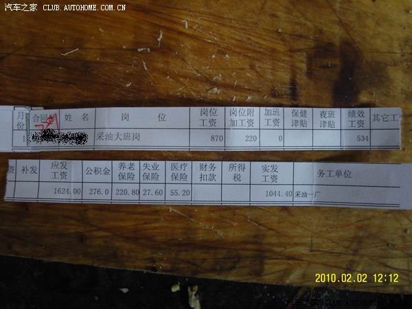 晒晒中石化的高收入~~我的工资条