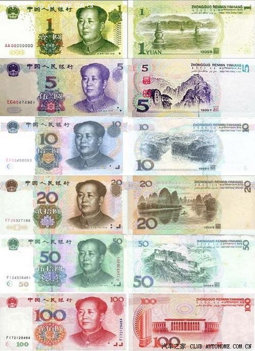 五套人民币样本图图片