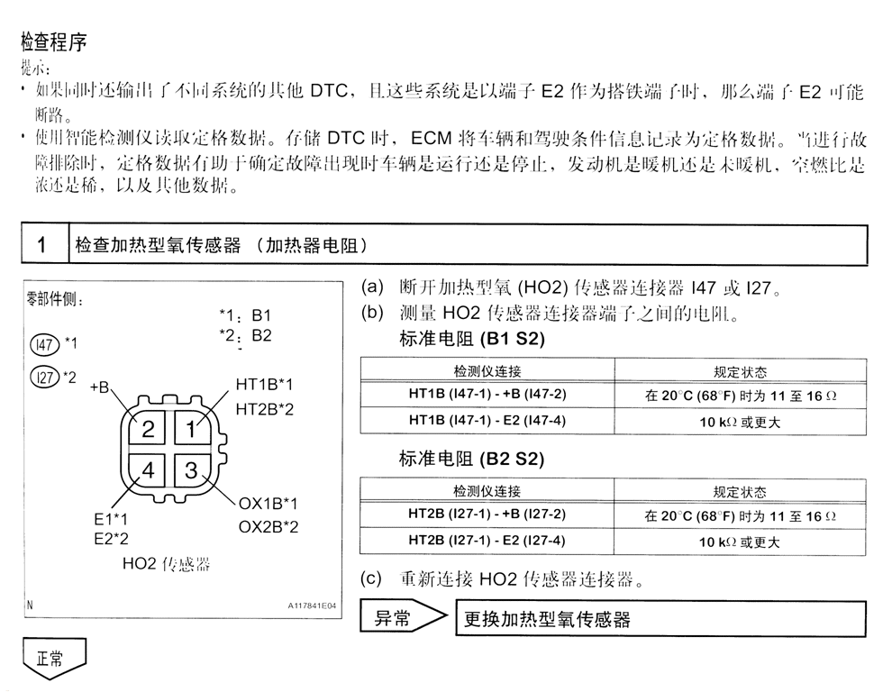 5gr-fe发动机dtc p0037检查程序