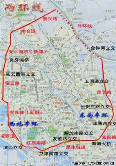 天津市内环线示意图图片
