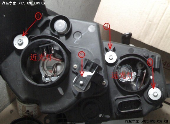 看图,虽然不是金刚的图,但是大同小异,近光和远光后边各有两颗螺丝