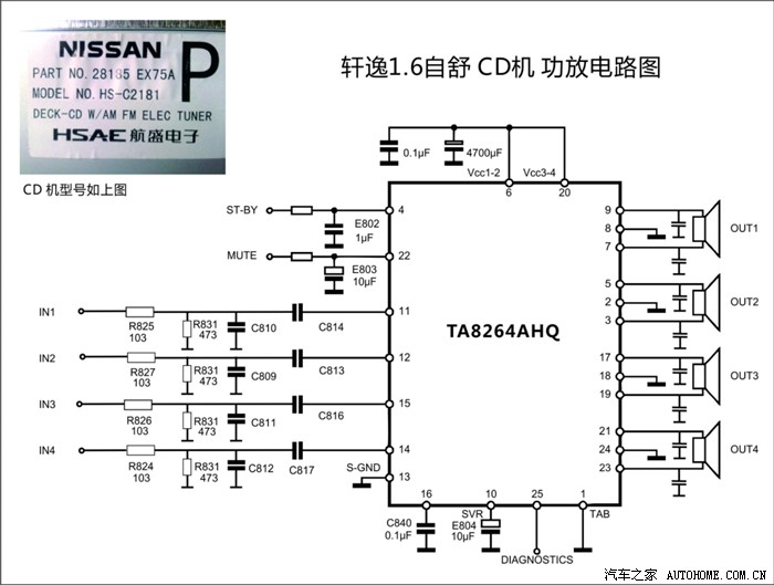 轩逸换喇叭摩cd音质对比(航盛/ta8264换tda7850