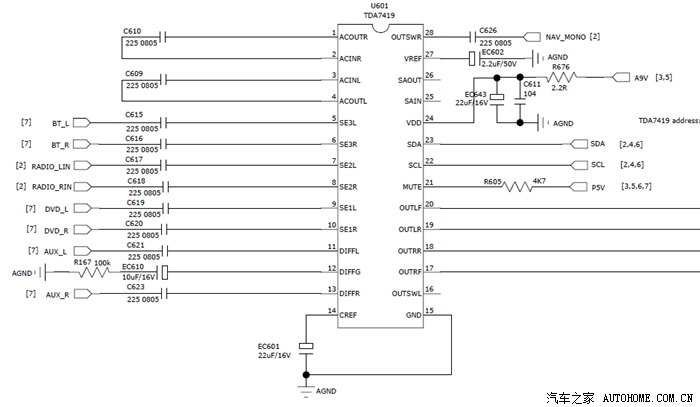 c50原车导航音响功放原理图