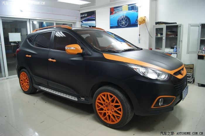 改色亚光黑搭配亚光橙,橙色内饰,橙色轮毂,交作业_北京现代ix35