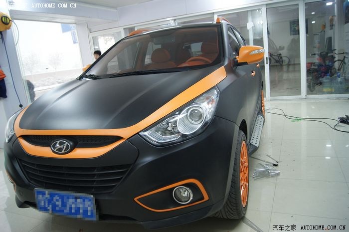 ix35全车改色亚光黑搭配亚光橙橙色内饰橙色轮毂交作业