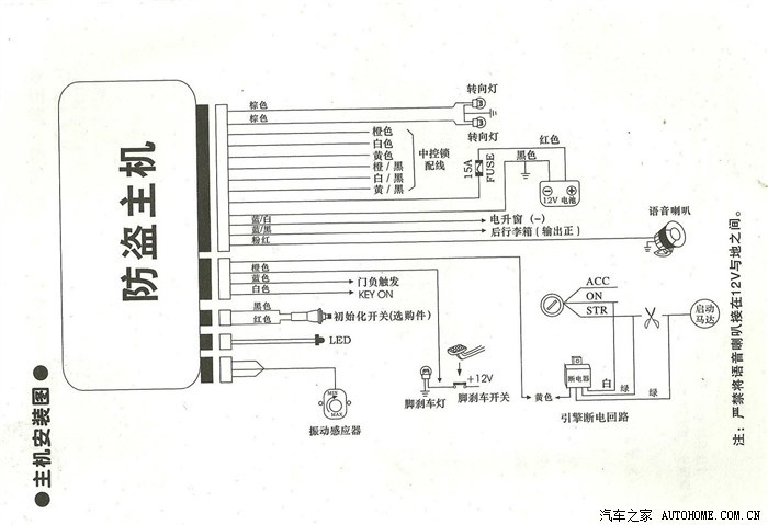 图12款羚羊安装铁将军6768防盗器