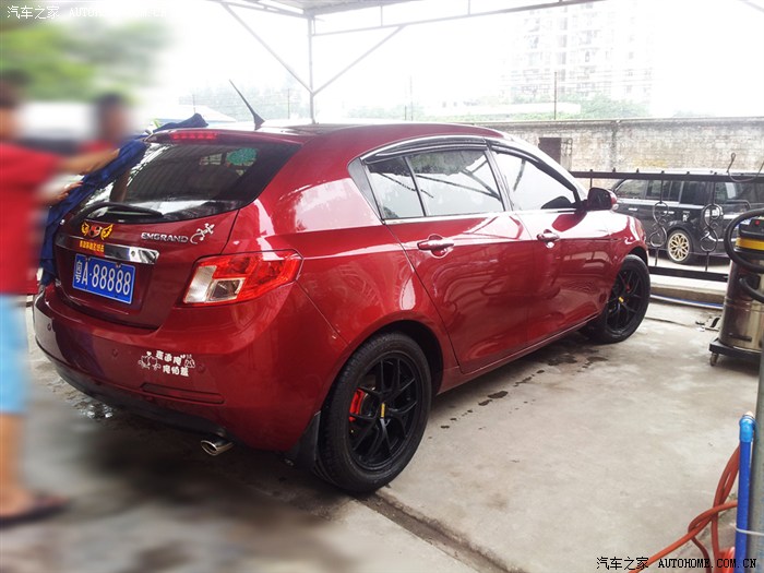 红色帝豪ec7rv 17寸轮毂改装