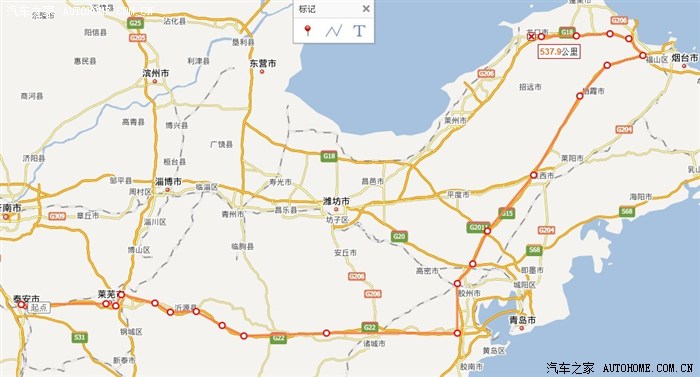 求助泰安到烟台龙口和泰安到青岛莱西线路图