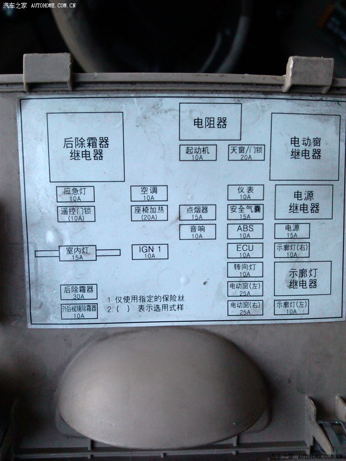 赛拉图车内保险丝盒内哪个保险丝可以取常电
